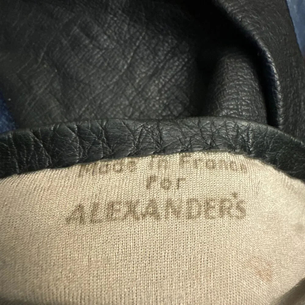 Vintage 50s–60s Alexander’s France Black Leather Silk Lining Opera Gloves size 7